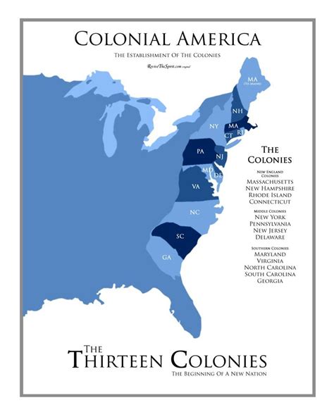 The 13 Colonies Map Colonial America 13