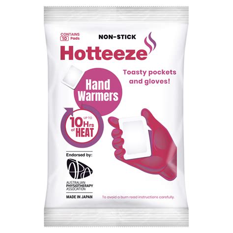 Hotteeze Hand Warmers 1 Pack 10 Pads Hotteeze