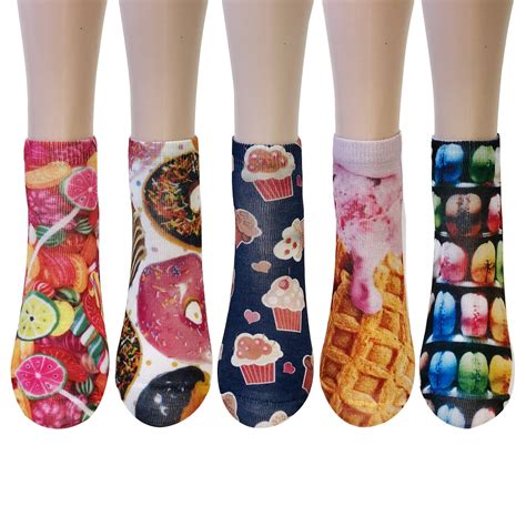 Allydrew 3d No Show Ankle Socks Crazy Novelty Sock Set 5 Pairs