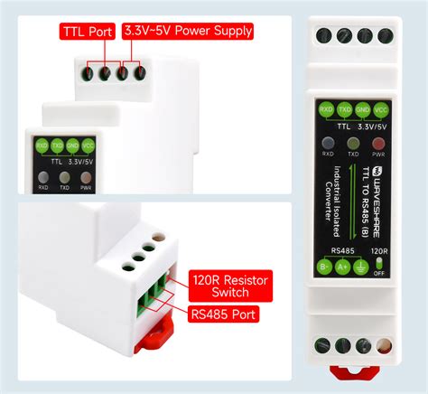 Rail Mount Ttl To Rs Galvanic Isolated Converter W Lightningproof Anti Surge Multi