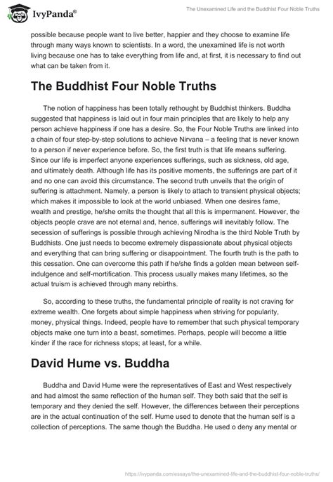 The Unexamined Life And The Buddhist Four Noble Truths 859 Words