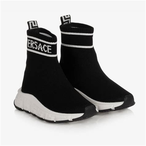 Versace Teen Black Logo Sock Trainers Childrensalon
