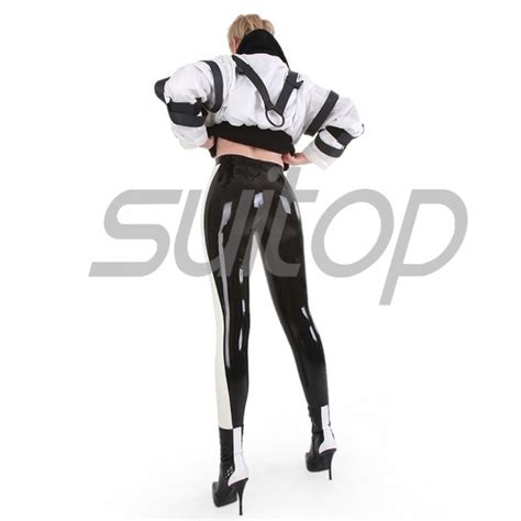 Suitop Super Quality Womens Rubber Tight Pants Latex Trousers In Black
