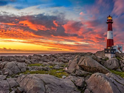 Sunset Landscape Photography Lighthouse Tranoy In
