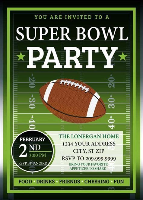 Free Printable Super Bowl Party Invitation Template
