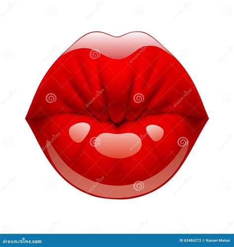 Red Kissing Lips Stock Vector Illustration Of Pretty 63486272