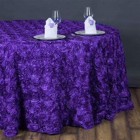 Purple Seamless Grandiose Rosette D Satin Round Tablecloth Satin Ribbon Roses Purple