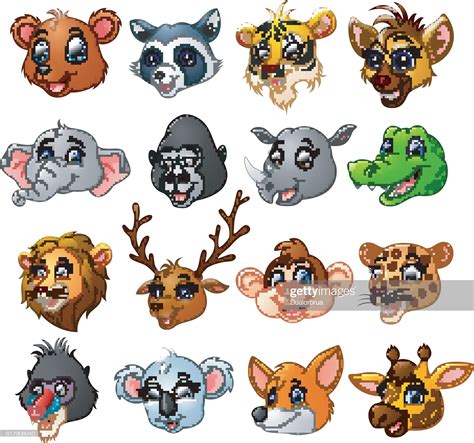 Cartoon Animal Head Collection Set High Res Vector Graphic Getty Images