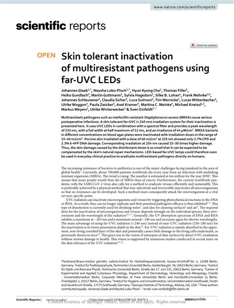Pdf Skin Tolerant Inactivation Of Multiresistant Pathogens Using Far