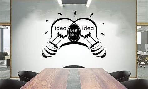A Wooden Table Sitting In Front Of A Wall With A Sign That Says Idea