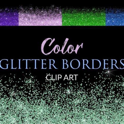 Blue Glitter Borders Clipart Glitter Png Overlays Clip Art Etsy