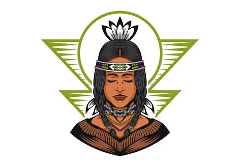 Native American Beautiful Girl Vector Illustration 647933 Vector Art At