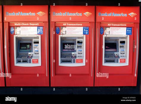 Three Bank Of America Atm Or Cash Machines Stock Photo Alamy