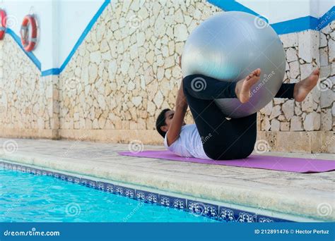 Sportswoman Working Out On Poolside Stock Photo Image Of Relaxation