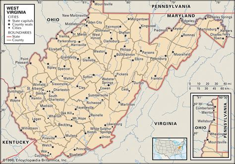 West Virginia State Map With Cities And Towns Map Of World
