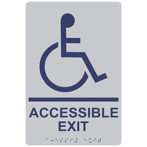 Ada Roof Access Braille Sign Rre 14825mrnbluonslvr Exit Roof Access