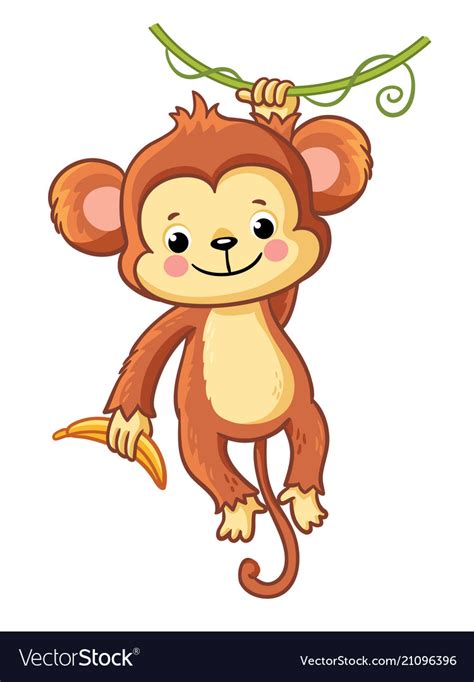Monkey Hangs On A Branch Royalty Free Vector Image