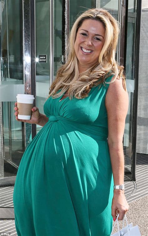 Pregnant Claire Sweeney Grins Showing Off Baby Bump In Maxi Dress