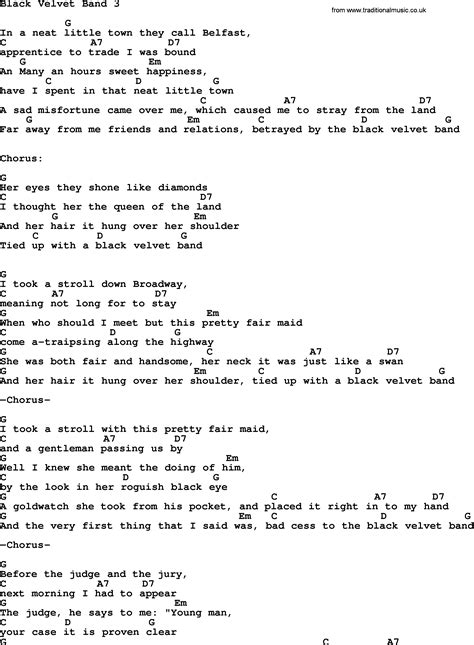 Black Velvet Band Ver3 By The Dubliners Song Lyrics And Chords