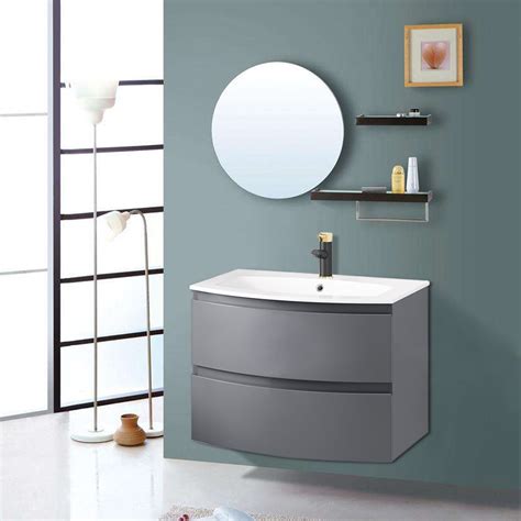 Check out our bathroom vanity unit selection for the very best in unique or custom, handmade pieces from our bathroom vanities shops. 700mm Gloss Grey Curved Vanity Unit with Basin Bathroom ...