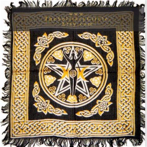 Altar Cloth Pagan Pentacle With Goddess Wiccan Altar Cloth Black And