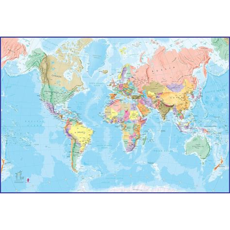 Large World Mural Map Blue Shop Wall Maps Waypoint Geographic