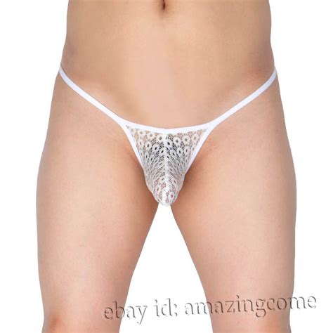 Men S Transparent Lace G String Underwear Ultra Micro Thong Bikini Male