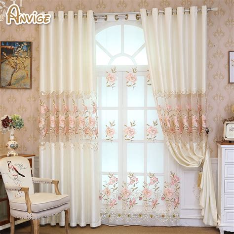 European Luxury Embroidered Blackout Curtains Window Treatment Floral
