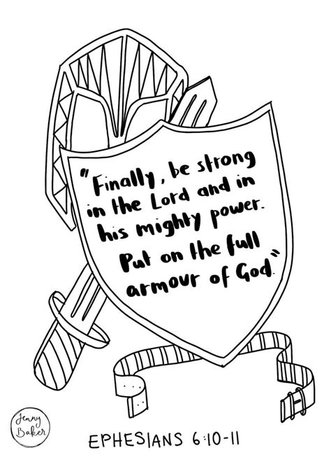 Colouring Page Ephesians 6:10-11 | Ephesians 6 10, Ephesians, Ephesians 6