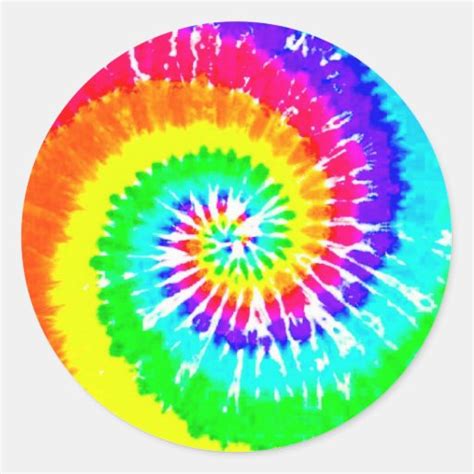 Tie Dye Rainbow Swirl Neon Rainbow Colors Pattern Classic Round Sticker
