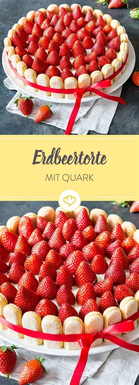 Erdbeeren waschen, putzen und in scheiben schneiden. Kunst in Tortenform: Wunderhübsche Erdbeer-Quark-Torte ...