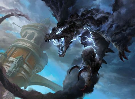 Elemental Storm Drake Fantasy Creatures Art Mythical Creatures Art