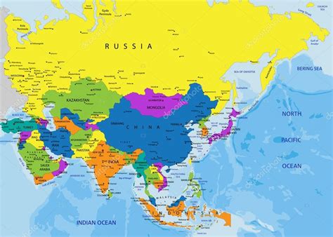 Paises Da Asia Mapa Colorido All In One Photos