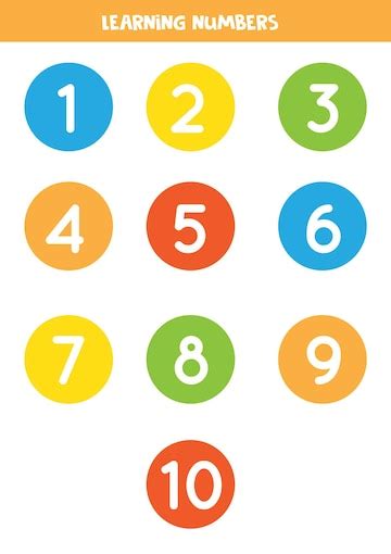 Aprendiendo Números Del 1 Al 10 En Círculos Coloridos Flashcards Para