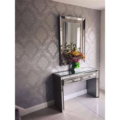 Chelsea Glitter Damask Wallpaper Soft Grey Silver Damask Wallpaper