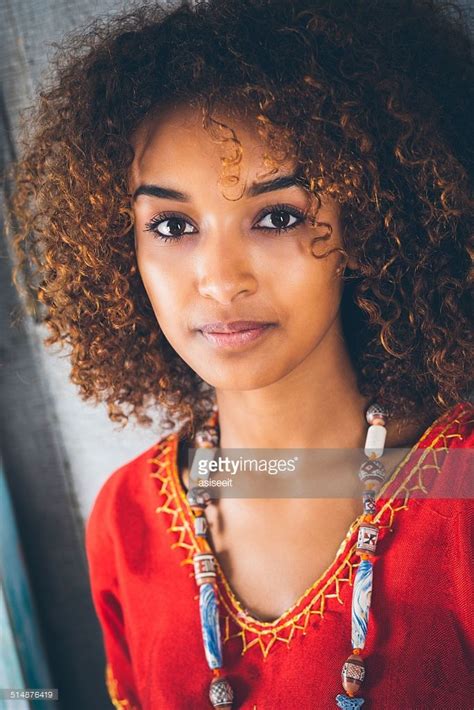 Portrait Of Beautiful Young Ethiopian Woman In Traditional Clothing Curly Hair Women