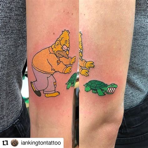 Two Tattoos With Cartoon Characters On Them