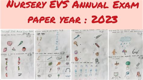 Nursery EVS Annual Exam Paper 2023 Nursery Class Teaching Nursery Exam