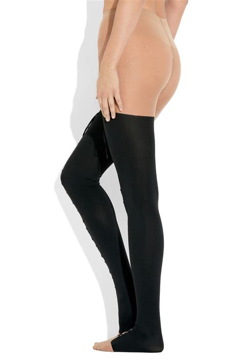 Wolford Artiste Lace Up Tights In Black Lyst