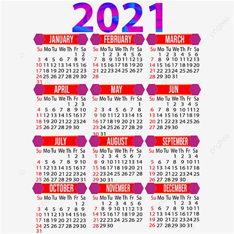 Diseño De Calendario Creativo Del Año 2021 Png 2021 Calendario 2021