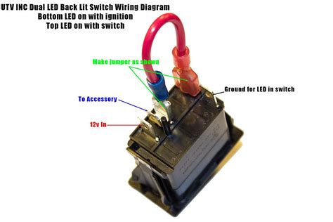 The diagram below represents the schematic diagram for a spst rocker switch: UTV INC Back Lit LED Switches - Page 9 - Polaris RZR Forum - RZR Forums.net