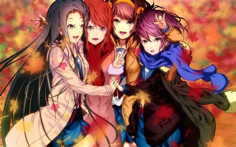 Art Girls Leaves Autumn Anime Wallpaper 1680x1050 8962