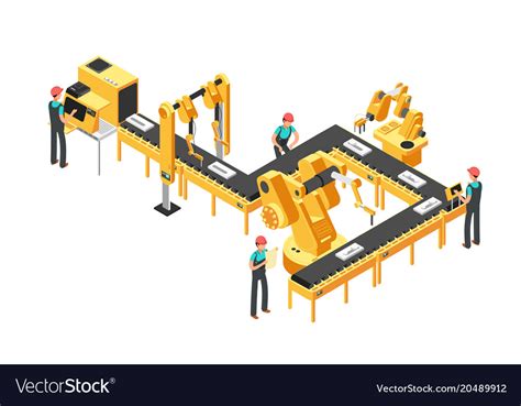 Automated Production Line Factory Conveyor Vector Image