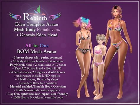 Second Life Marketplace Rebirth Mesh Avatar Eden ~ Female Vers