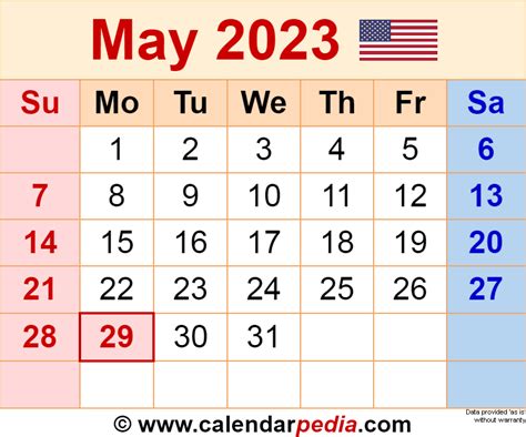 May Calendar Templates For Word Excel And PDF