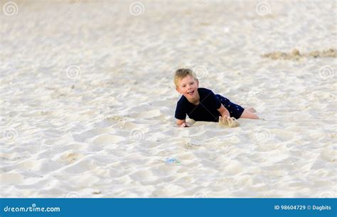 Blond Young Boy Enjoying The Beach Stock Image Image Of Joyful