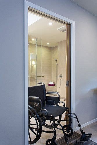 Bathrooms create the largest challenge, as they typically are small spaces that lack maneuvering room. lg pocket doors, bathroom doors large enough for a wheelchair | Accessible house plans ...