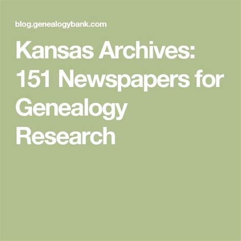 Kansas Archives 151 Newspapers For Genealogy Research Genealogy