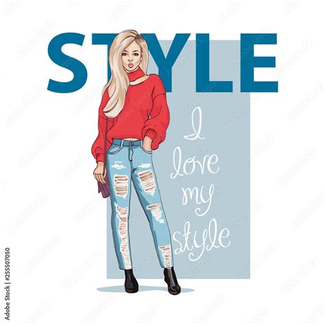 Fashion Poster With Slogan I Love Your Style Cute Hand Drawn Sketch