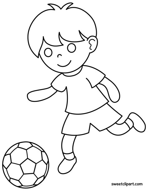 Boy Playing Soccer Coloring Page Free Clip Art